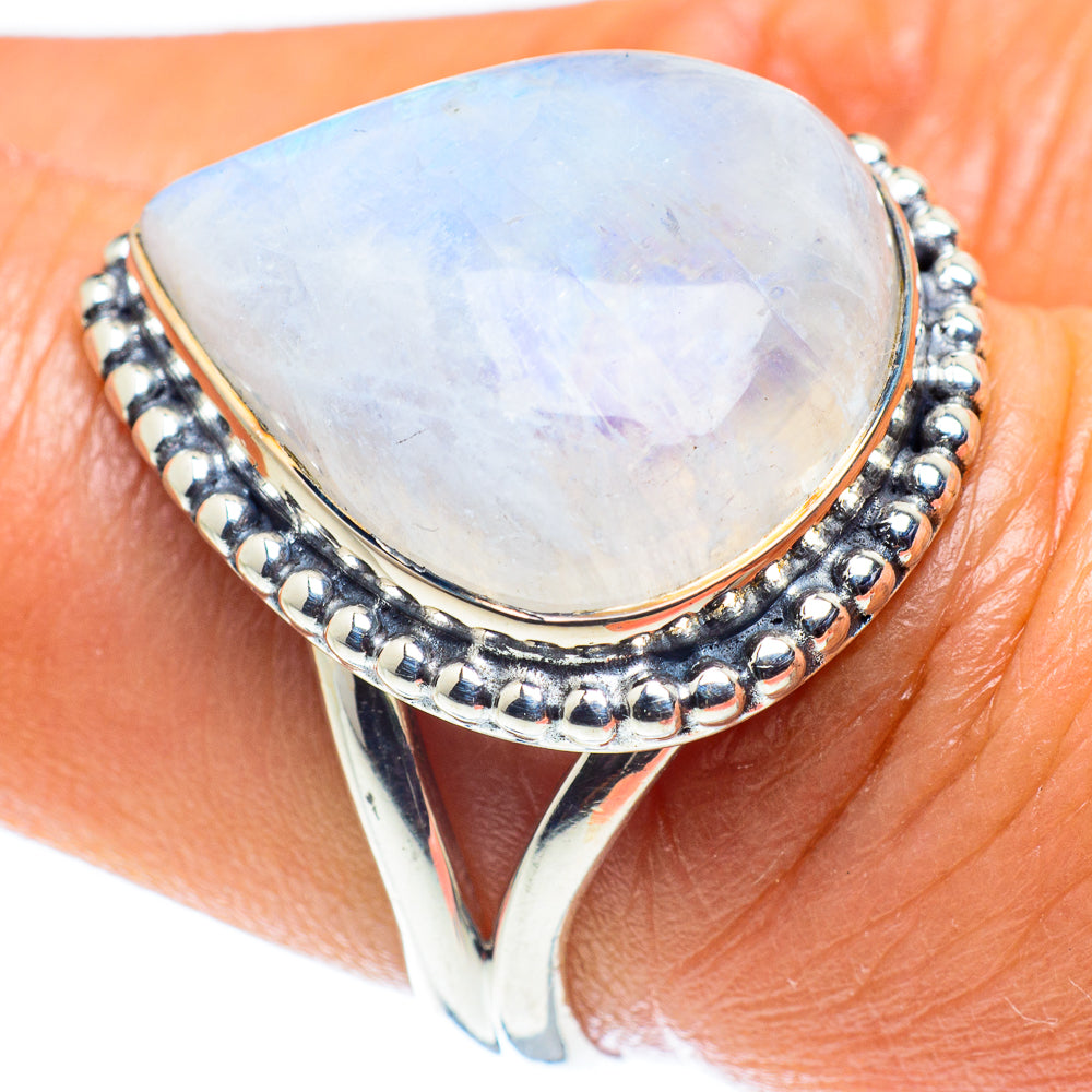 Rainbow Moonstone Rings handcrafted by Ana Silver Co - RING59170