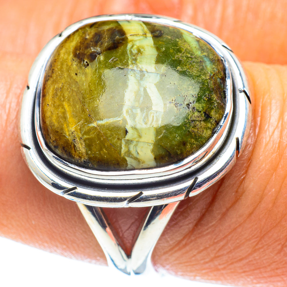 African Green Opal Rings handcrafted by Ana Silver Co - RING59176