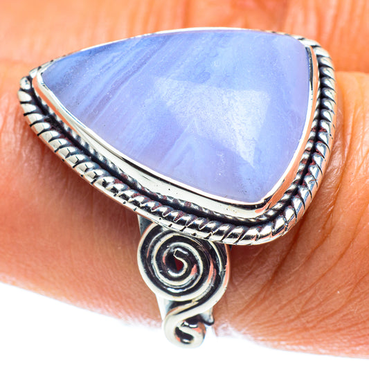 Blue Lace Agate Rings handcrafted by Ana Silver Co - RING59184