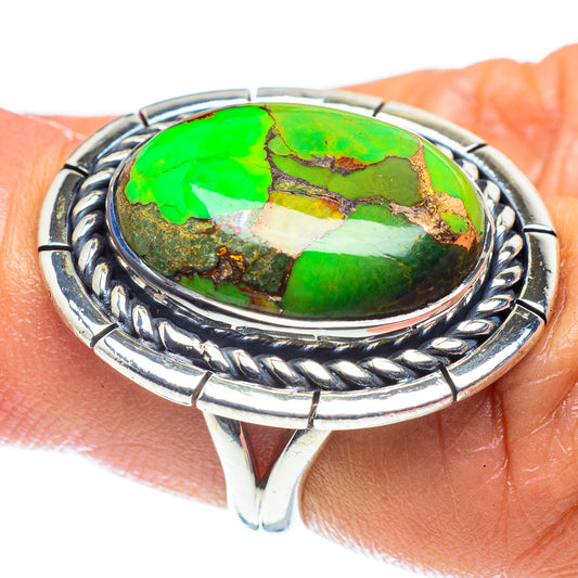 Green Copper Composite Turquoise Rings handcrafted by Ana Silver Co - RING59192