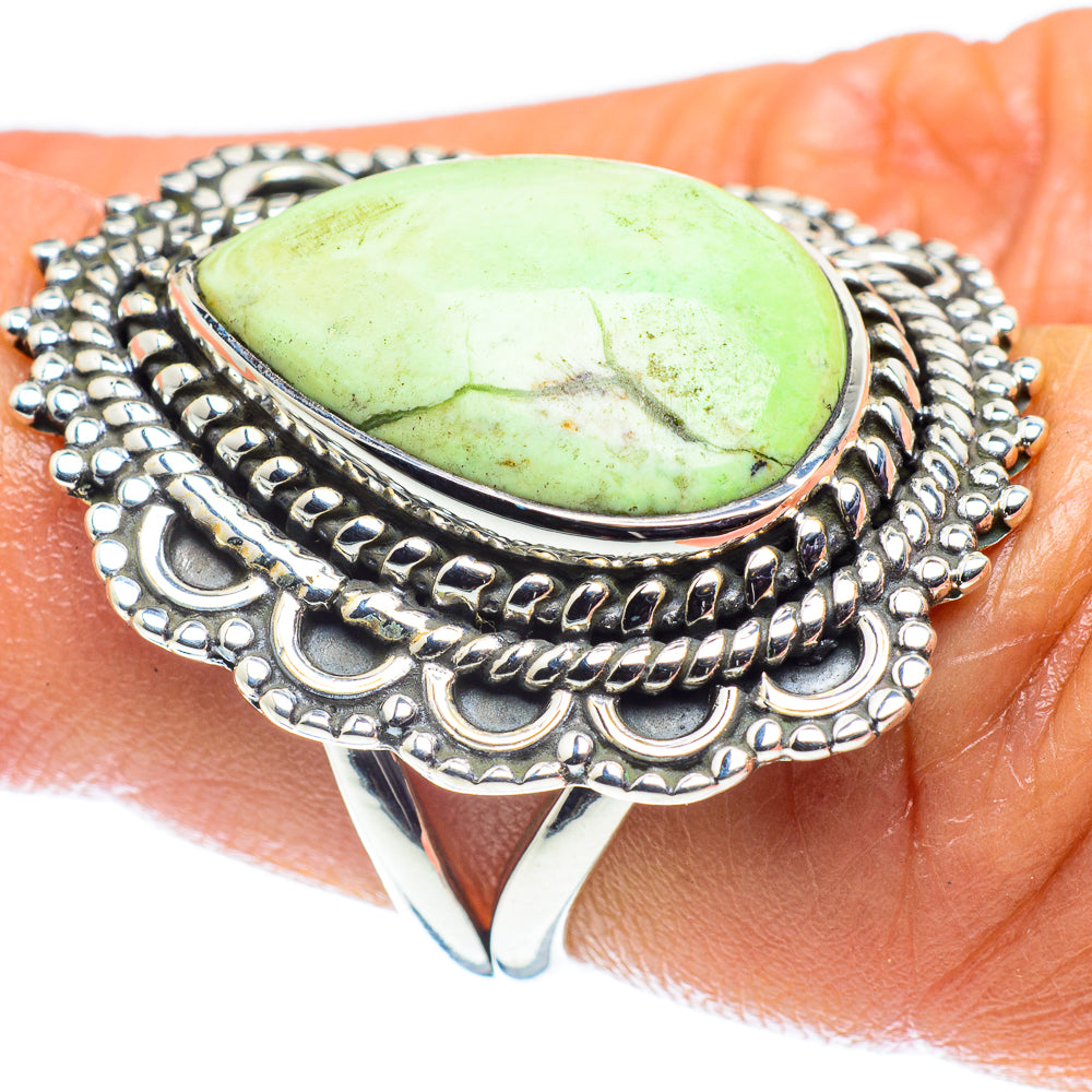 Lemon Chrysoprase Rings handcrafted by Ana Silver Co - RING59196