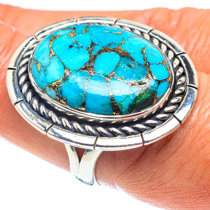 Blue Copper Composite Turquoise Rings handcrafted by Ana Silver Co - RING59218