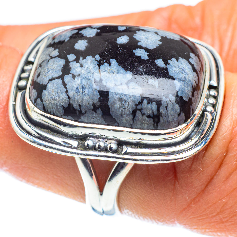 Snowflake Obsidian Rings handcrafted by Ana Silver Co - RING59232