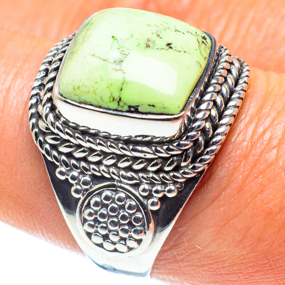 Lemon Chrysoprase Rings handcrafted by Ana Silver Co - RING59233