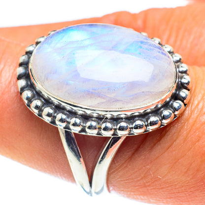 Rainbow Moonstone Rings handcrafted by Ana Silver Co - RING59235