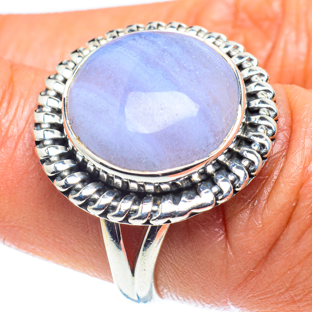 Blue Lace Agate Rings handcrafted by Ana Silver Co - RING59238