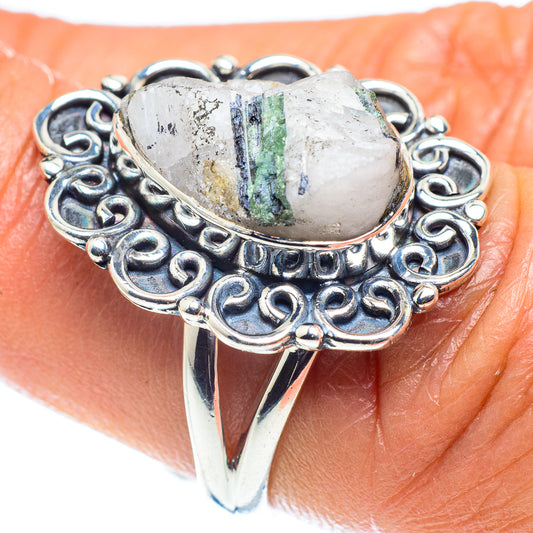 Green Tourmaline In Quartz Rings handcrafted by Ana Silver Co - RING59241