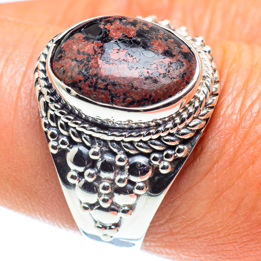 Snowflake Obsidian Rings handcrafted by Ana Silver Co - RING59250