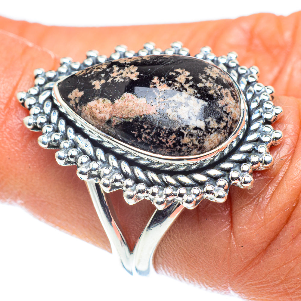 Snowflake Obsidian Rings handcrafted by Ana Silver Co - RING59257