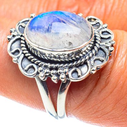 Rainbow Moonstone Rings handcrafted by Ana Silver Co - RING59281