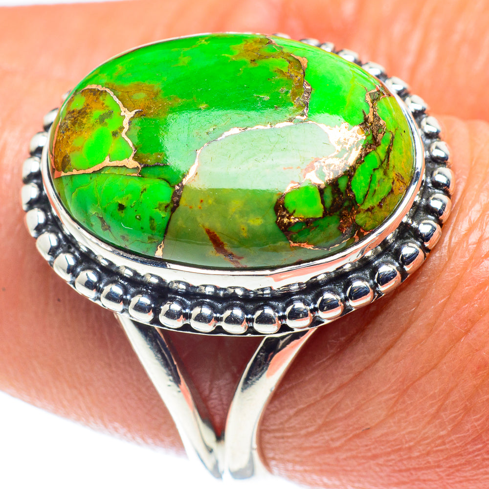 Green Copper Composite Turquoise Rings handcrafted by Ana Silver Co - RING59298