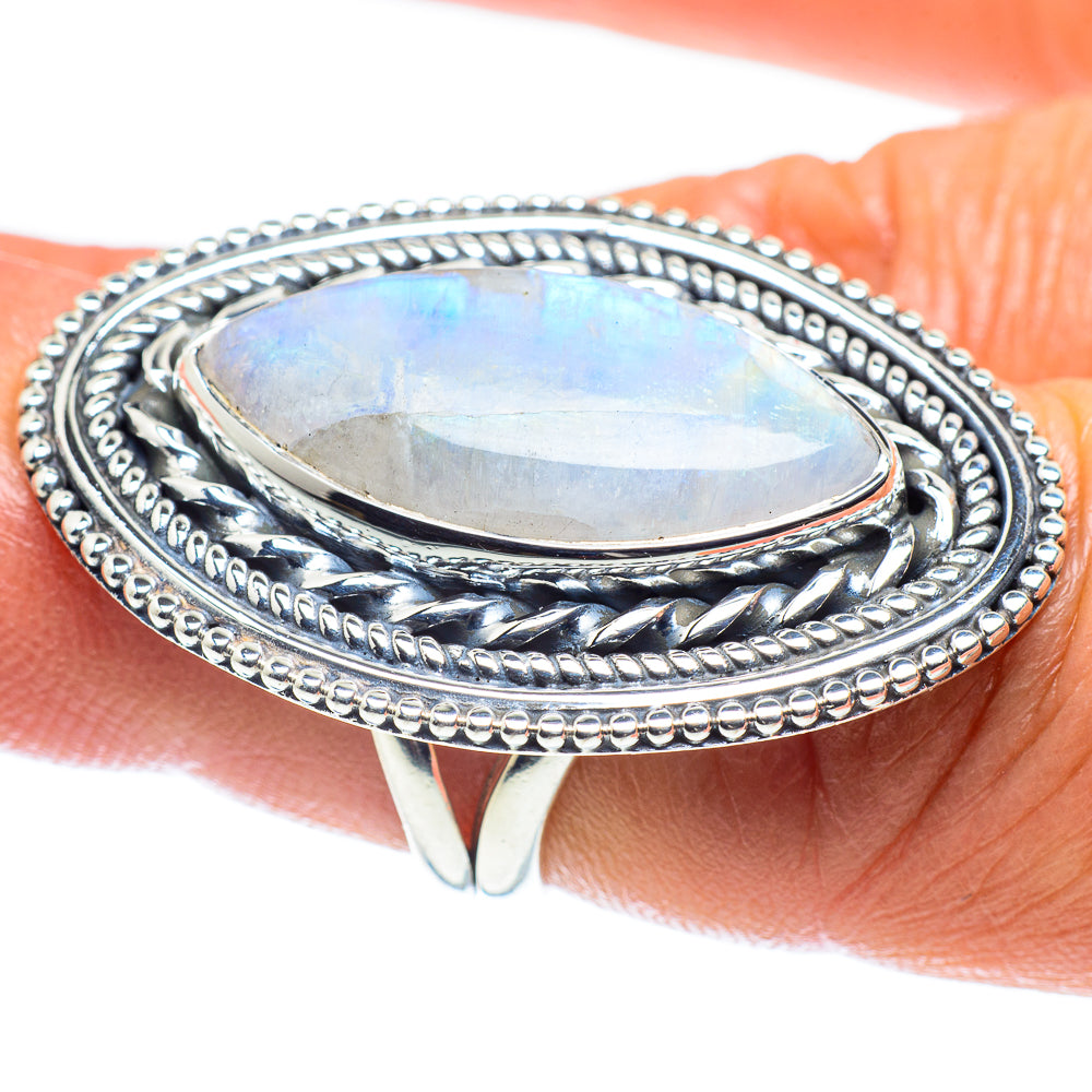Rainbow Moonstone Rings handcrafted by Ana Silver Co - RING59301