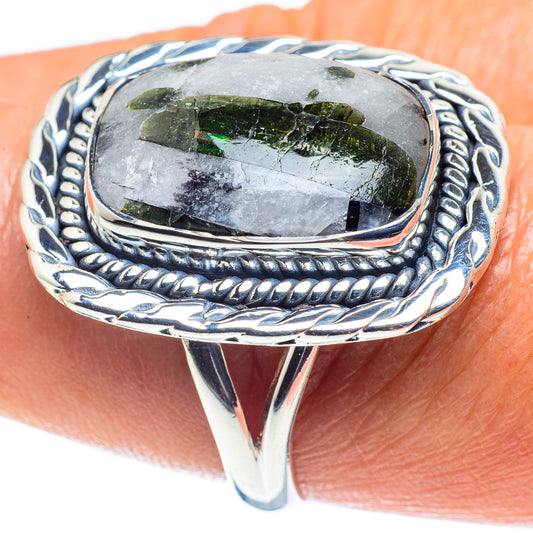 Green Tourmaline In Quartz Rings handcrafted by Ana Silver Co - RING59305
