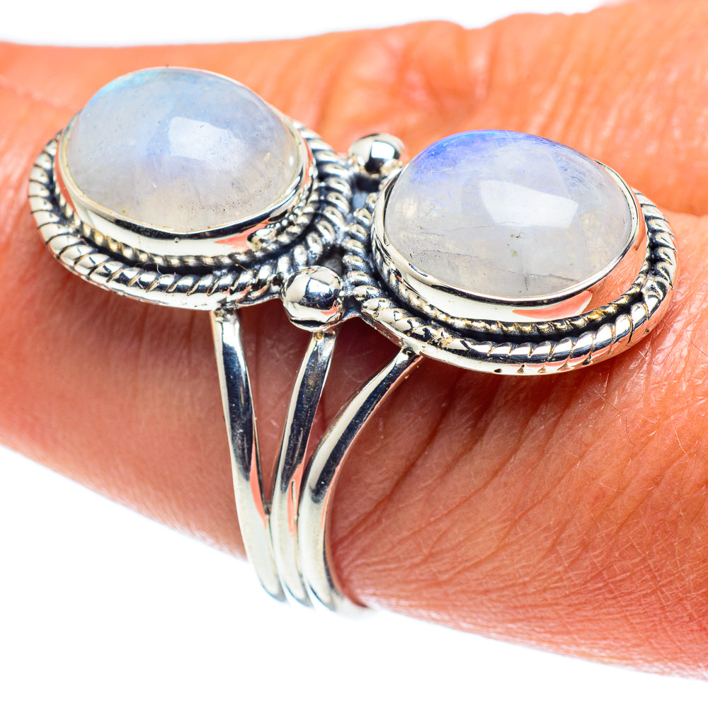 Rainbow Moonstone Rings handcrafted by Ana Silver Co - RING59315