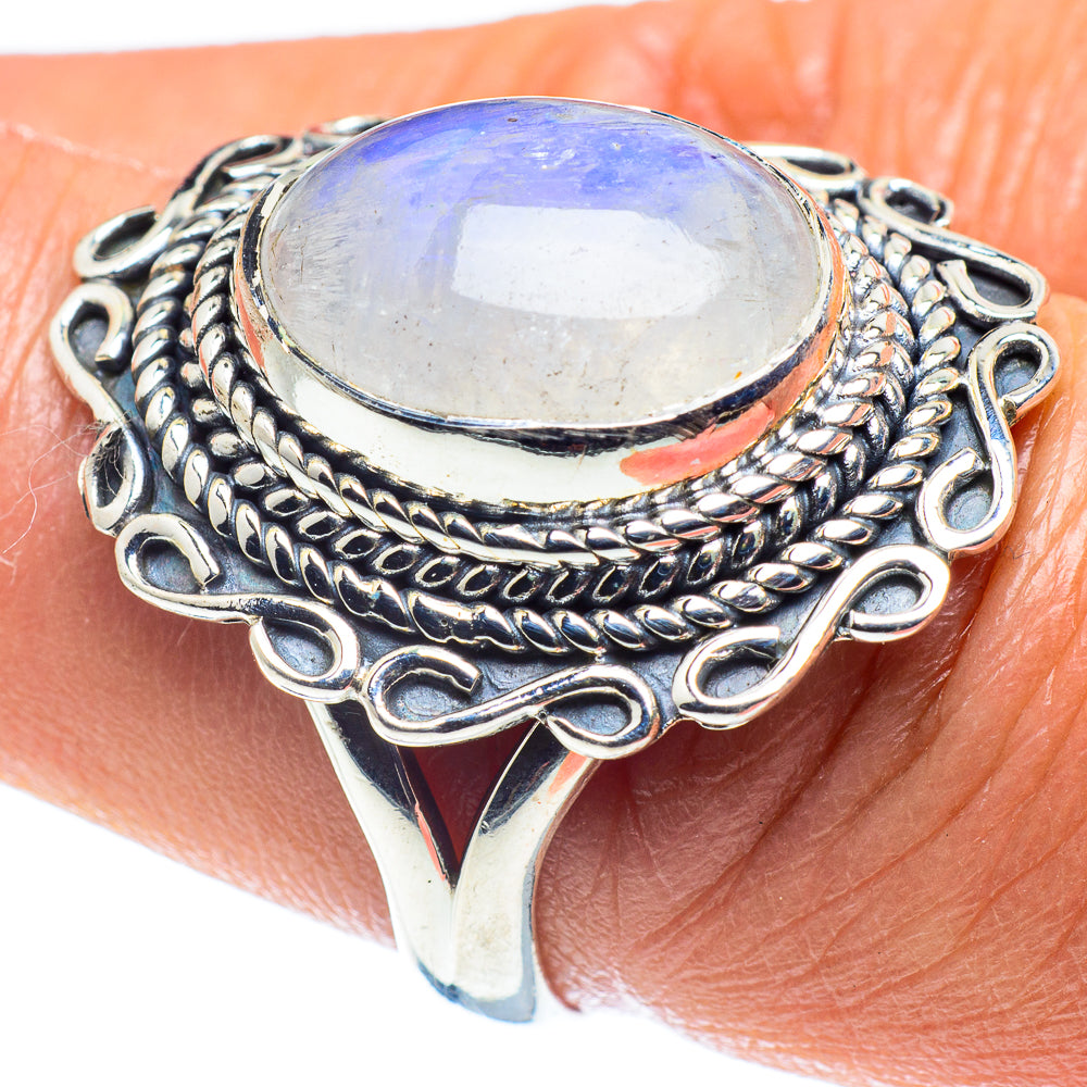 Rainbow Moonstone Rings handcrafted by Ana Silver Co - RING59338