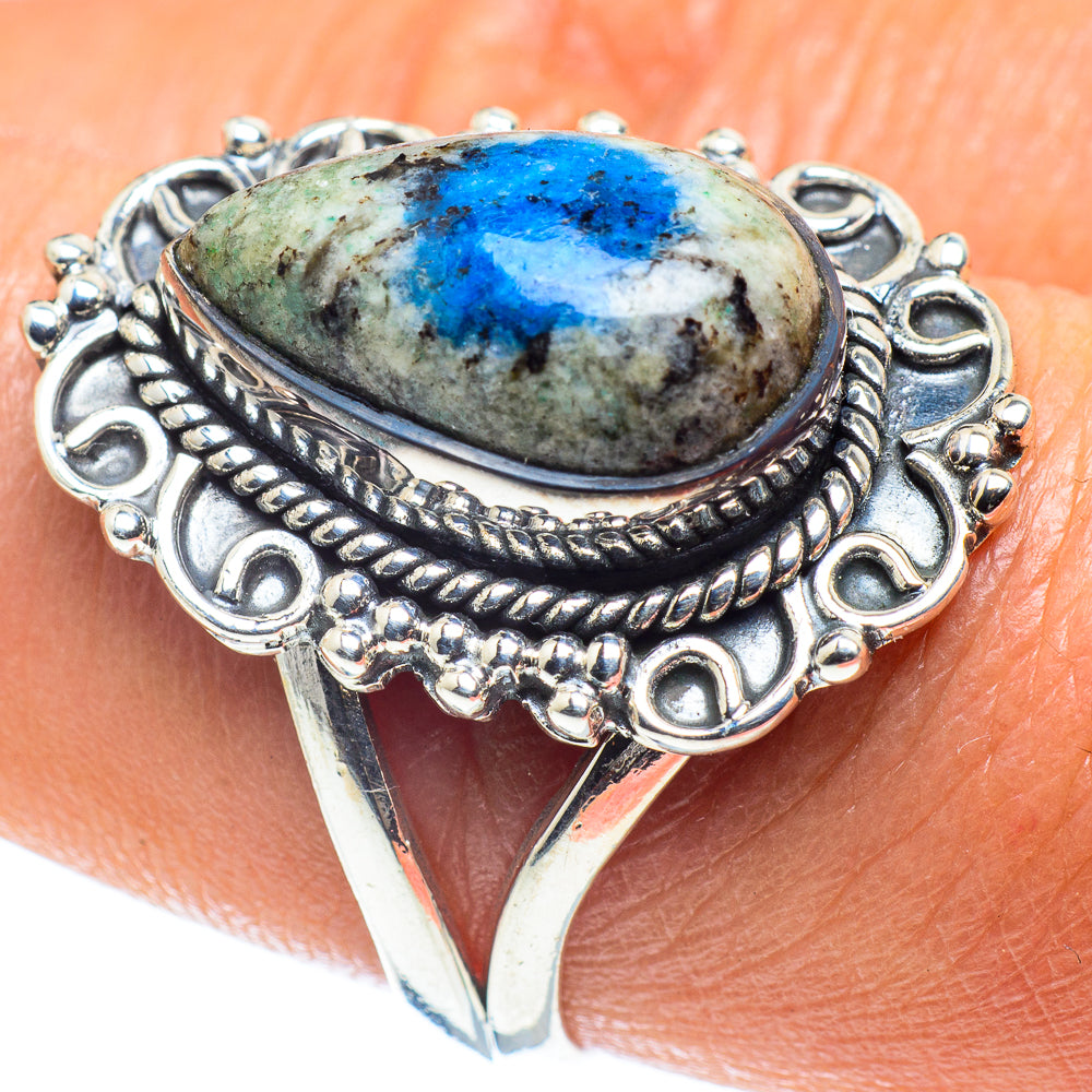 K2 Blue Azurite Rings handcrafted by Ana Silver Co - RING59361
