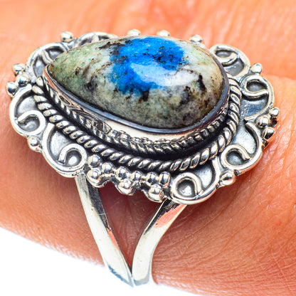K2 Blue Azurite Rings handcrafted by Ana Silver Co - RING59361