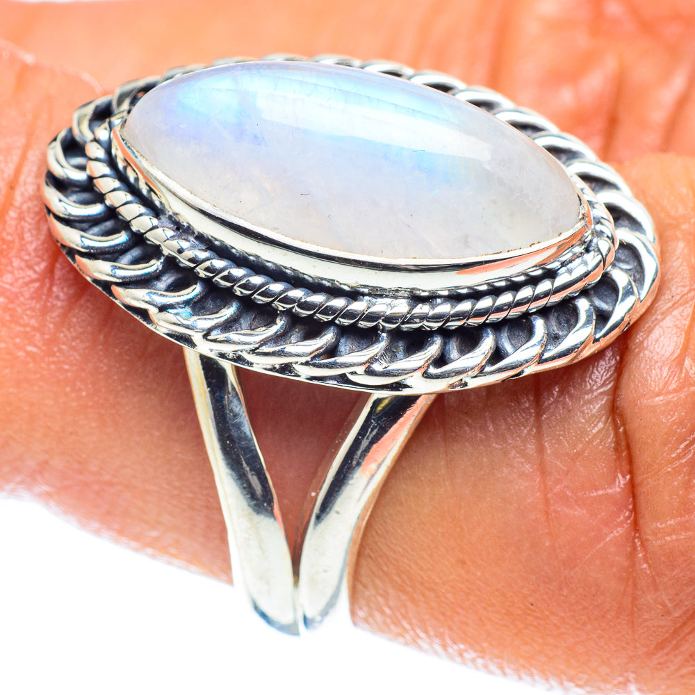 Rainbow Moonstone Rings handcrafted by Ana Silver Co - RING59369