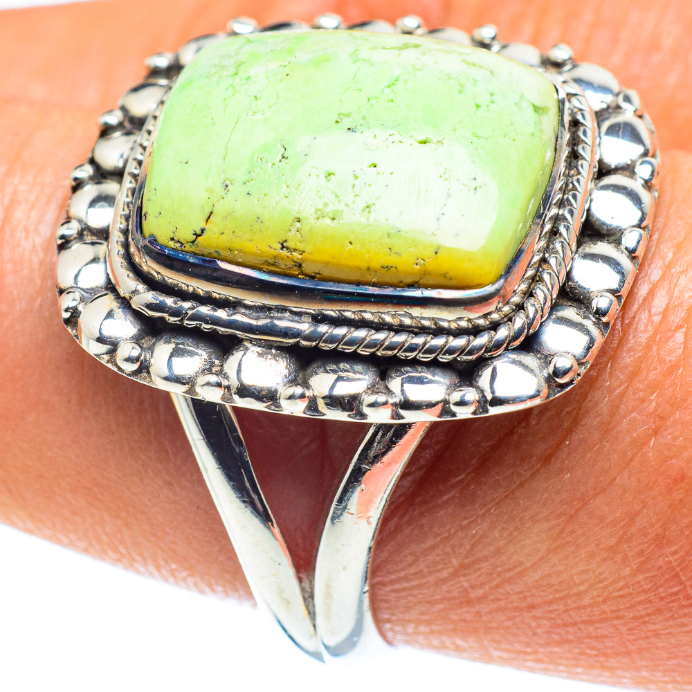 Lemon Chrysoprase Rings handcrafted by Ana Silver Co - RING59382