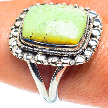 Lemon Chrysoprase Rings handcrafted by Ana Silver Co - RING59382