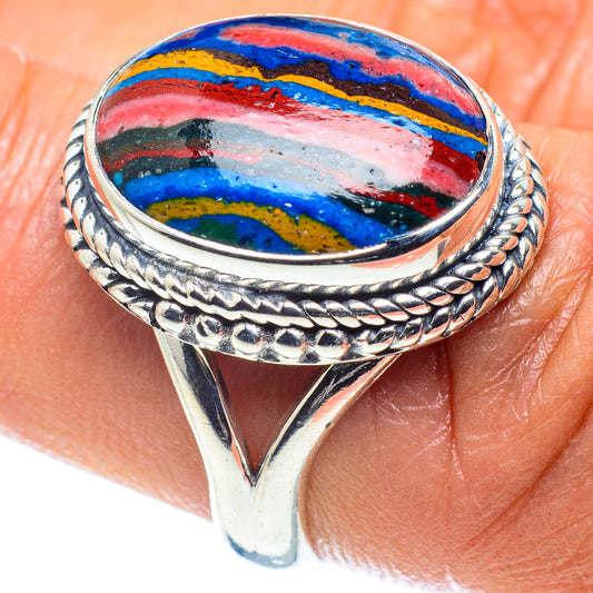 Rainbow Calsilica Rings handcrafted by Ana Silver Co - RING59390