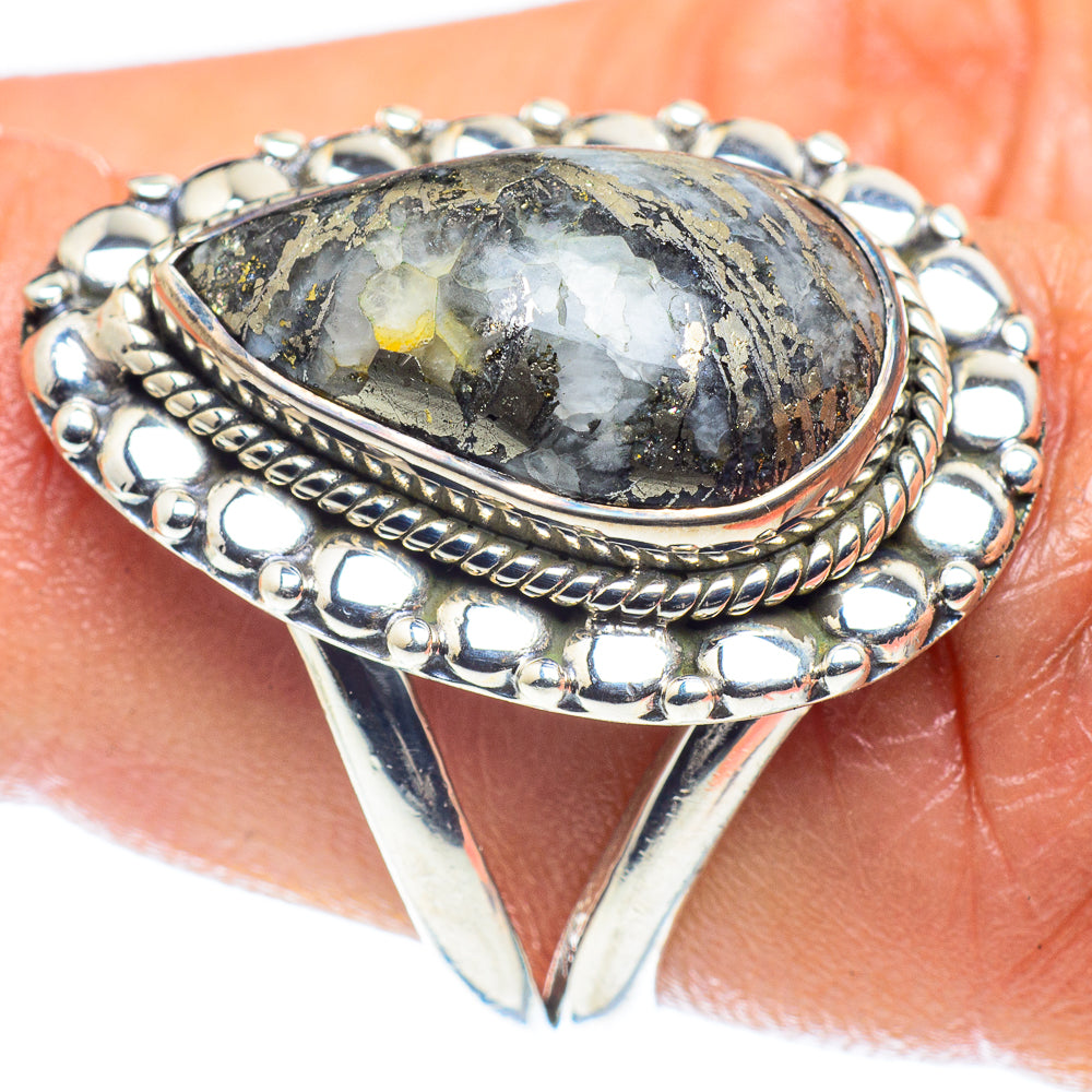 Pyrite Agate Rings handcrafted by Ana Silver Co - RING59435