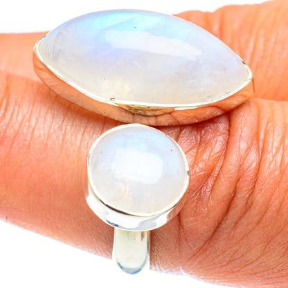 Rainbow Moonstone Rings handcrafted by Ana Silver Co - RING59442