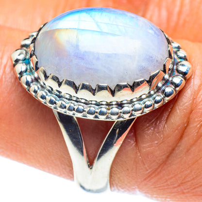 Rainbow Moonstone Rings handcrafted by Ana Silver Co - RING59448