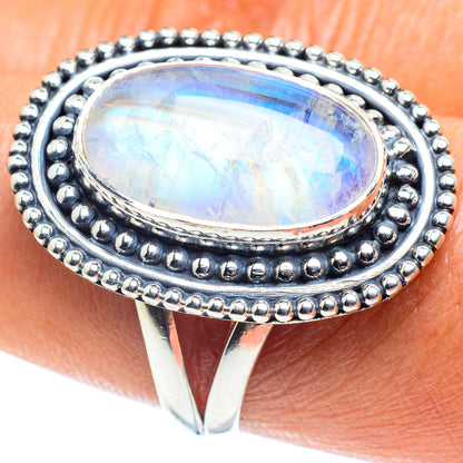 Rainbow Moonstone Rings handcrafted by Ana Silver Co - RING59453