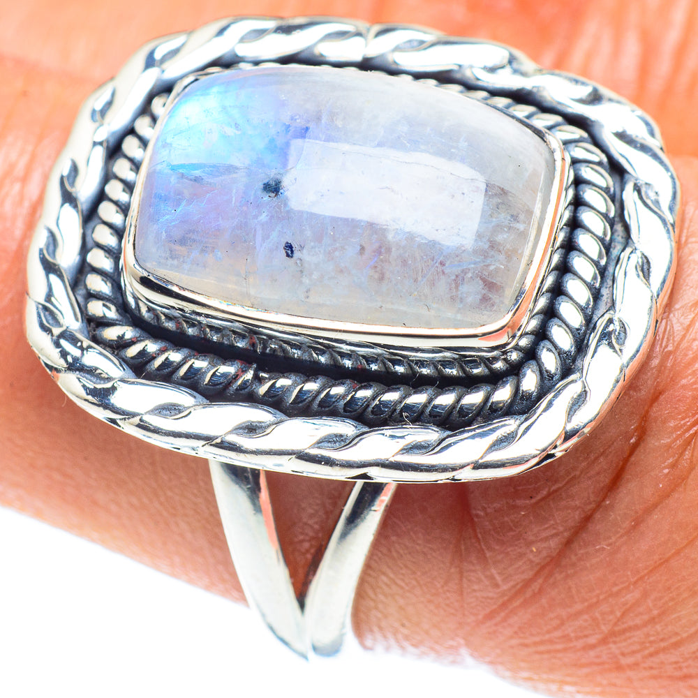 Rainbow Moonstone Rings handcrafted by Ana Silver Co - RING59462