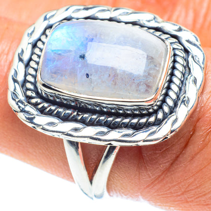 Rainbow Moonstone Rings handcrafted by Ana Silver Co - RING59462
