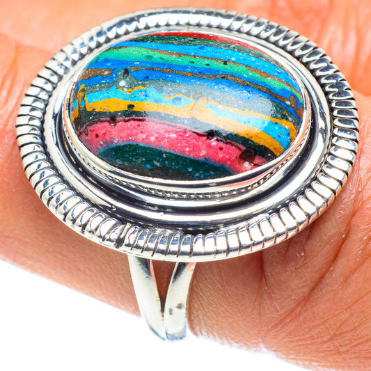 Rainbow Calsilica Rings handcrafted by Ana Silver Co - RING59475