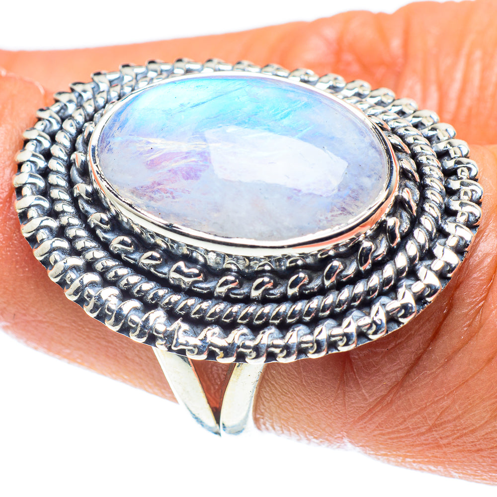Rainbow Moonstone Rings handcrafted by Ana Silver Co - RING59478