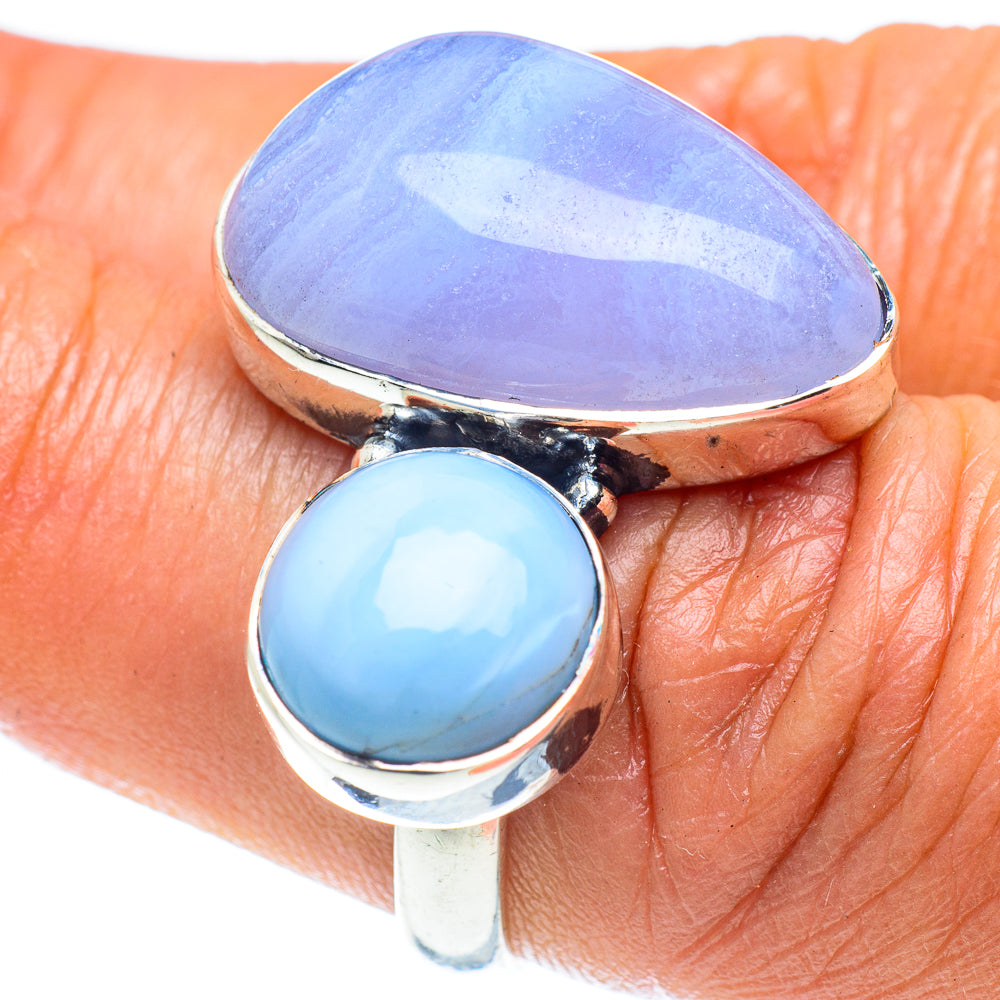 Blue Lace Agate Rings handcrafted by Ana Silver Co - RING59484