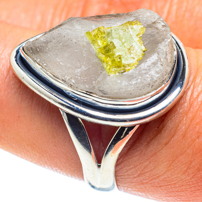 Green Tourmaline In Quartz Rings handcrafted by Ana Silver Co - RING59488