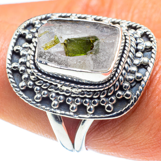 Green Tourmaline In Quartz Rings handcrafted by Ana Silver Co - RING59495