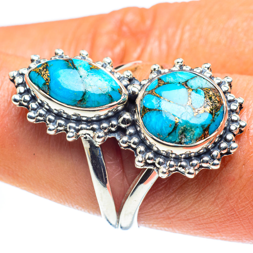 Blue Copper Composite Turquoise Rings handcrafted by Ana Silver Co - RING59500