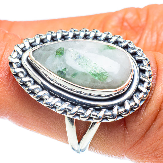 Green Tourmaline In Quartz Rings handcrafted by Ana Silver Co - RING59501