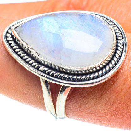 Rainbow Moonstone Rings handcrafted by Ana Silver Co - RING59514