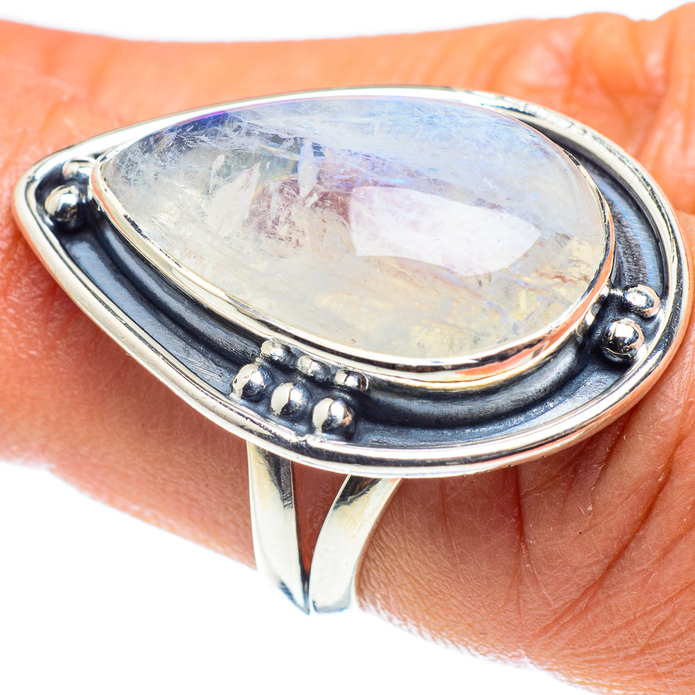 Rainbow Moonstone Rings handcrafted by Ana Silver Co - RING59518