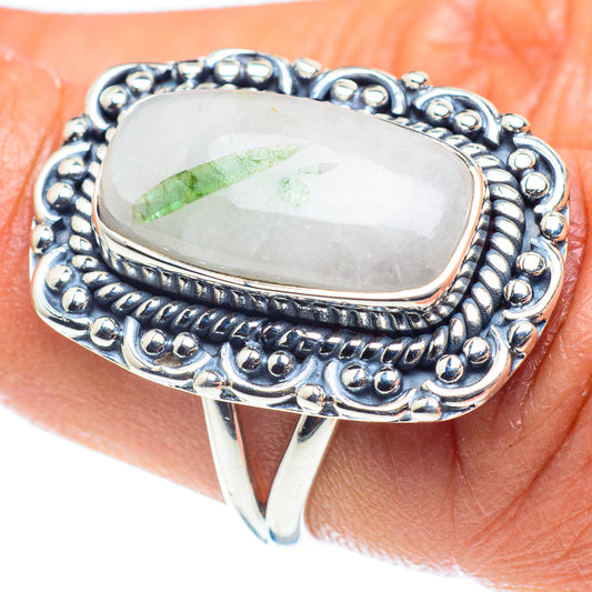 Green Tourmaline In Quartz Rings handcrafted by Ana Silver Co - RING59519