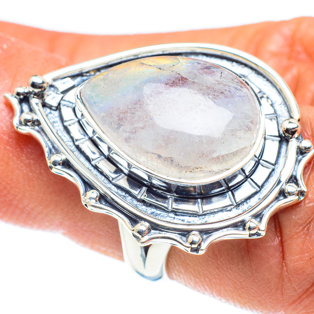 Rainbow Moonstone Rings handcrafted by Ana Silver Co - RING59522