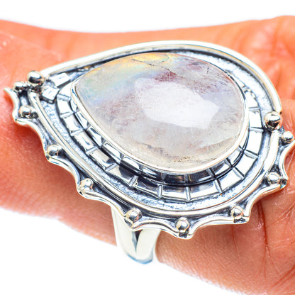 Rainbow Moonstone Rings handcrafted by Ana Silver Co - RING59522