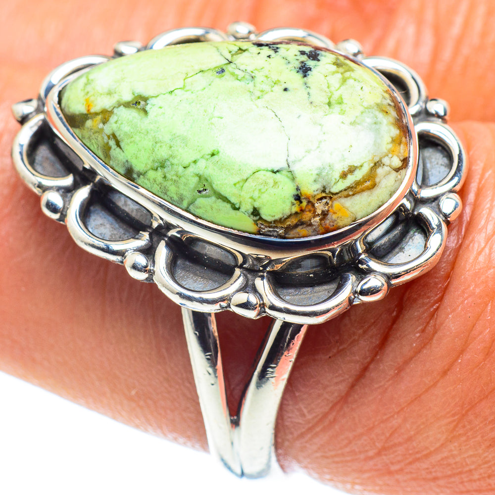 Lemon Chrysoprase Rings handcrafted by Ana Silver Co - RING59541