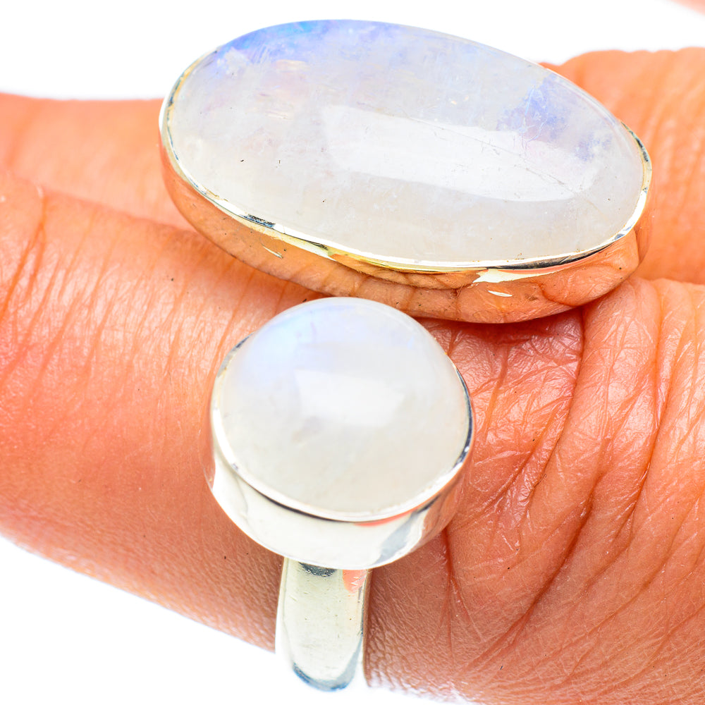 Rainbow Moonstone Rings handcrafted by Ana Silver Co - RING59543