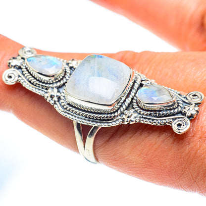 Rainbow Moonstone Rings handcrafted by Ana Silver Co - RING59544