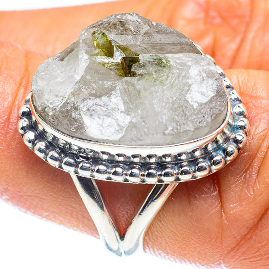 Green Tourmaline In Quartz Rings handcrafted by Ana Silver Co - RING59554