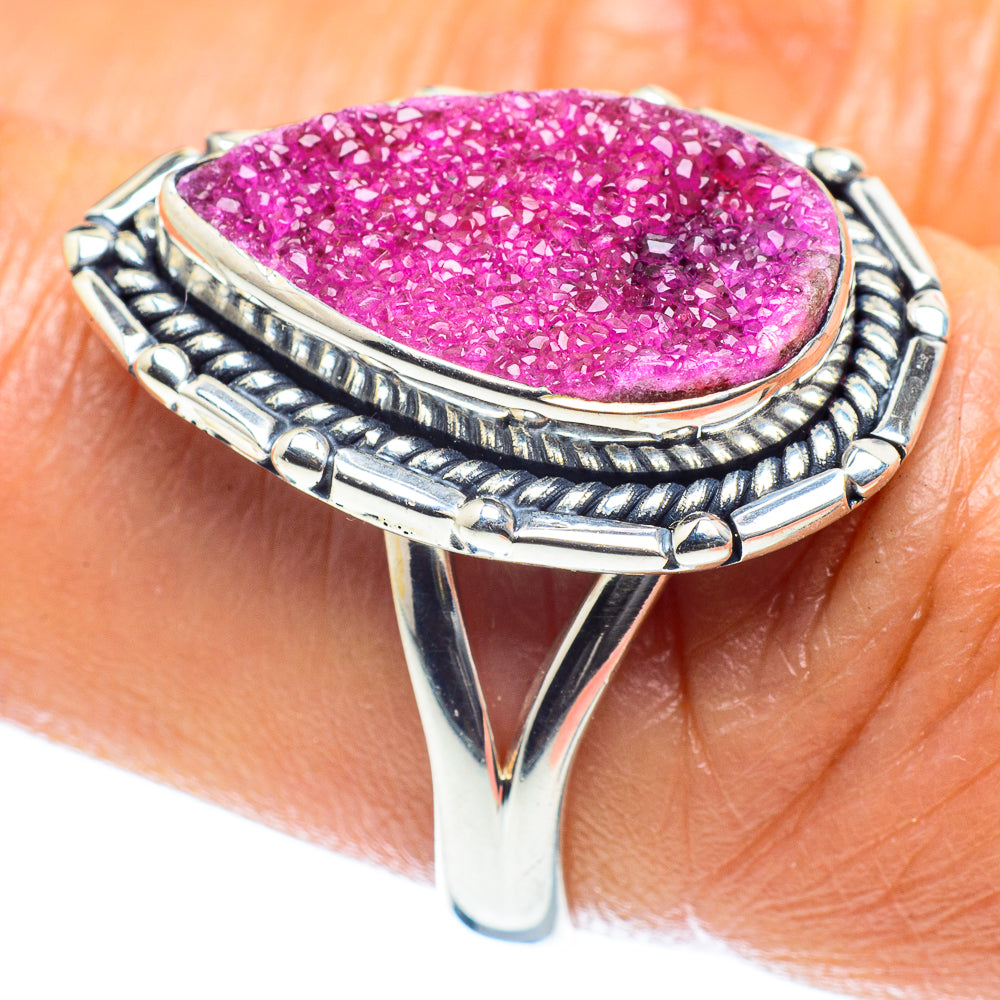 Cobalto Calcite Druzy Rings handcrafted by Ana Silver Co - RING59566