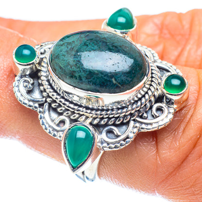 Green Moss Agate Rings handcrafted by Ana Silver Co - RING59605