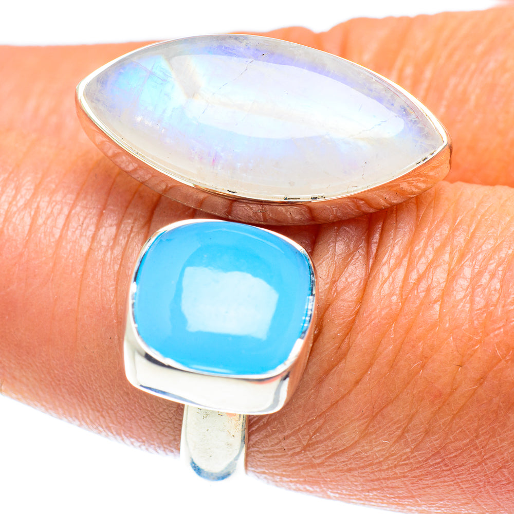 Rainbow Moonstone Rings handcrafted by Ana Silver Co - RING59613